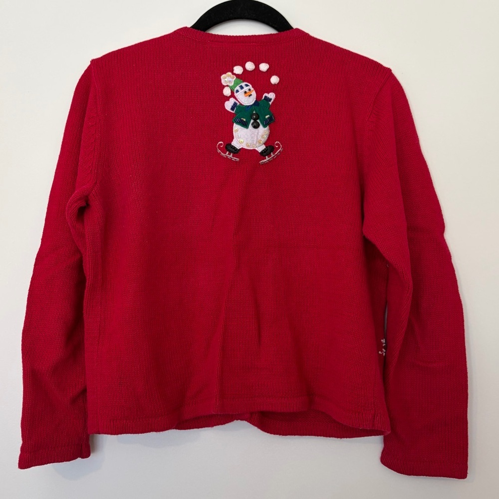 Vintage Kids Christmas Sweater Snowman Red Size 12/14 - Picture 2 of 3